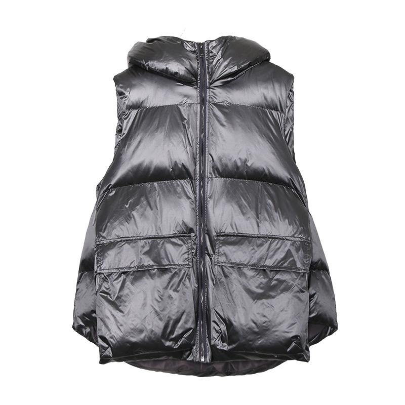Drune | lässige Jacken & Mäntel ärmellose Wintermäntel Silber dicke Winter Frauen Parka