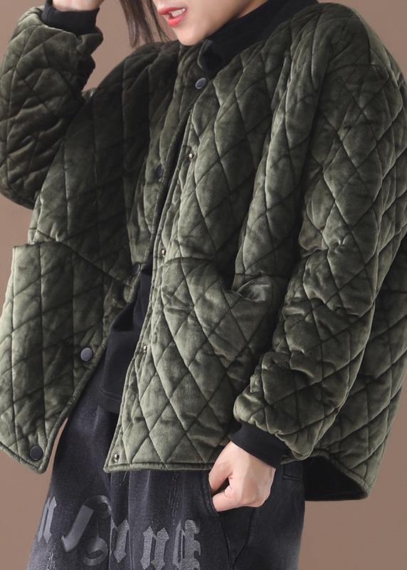 Drune | Plus-Size-Bekleidung Winterjacke mit zwei Taschen Winteroberbekleidung grün dicke Damenmäntel