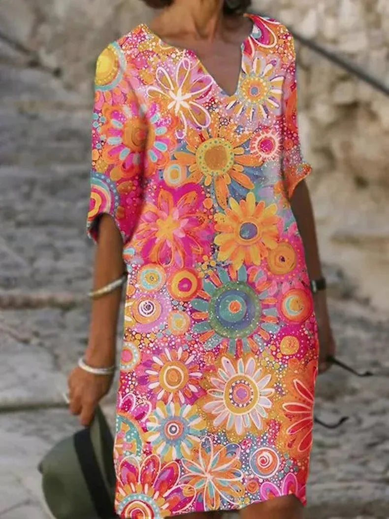 Drune | Baumwolle Blumenkleid für Damen