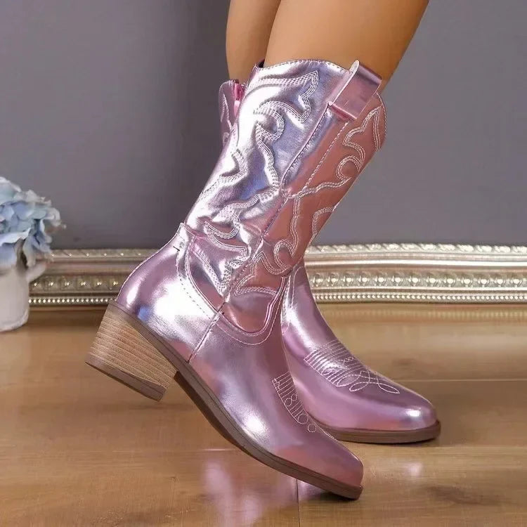 Drune | Retro Bestickte Cowboy Stiefel