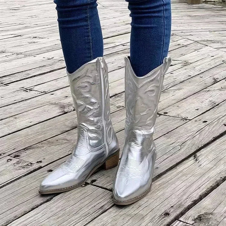 Drune | Retro Bestickte Cowboy Stiefel