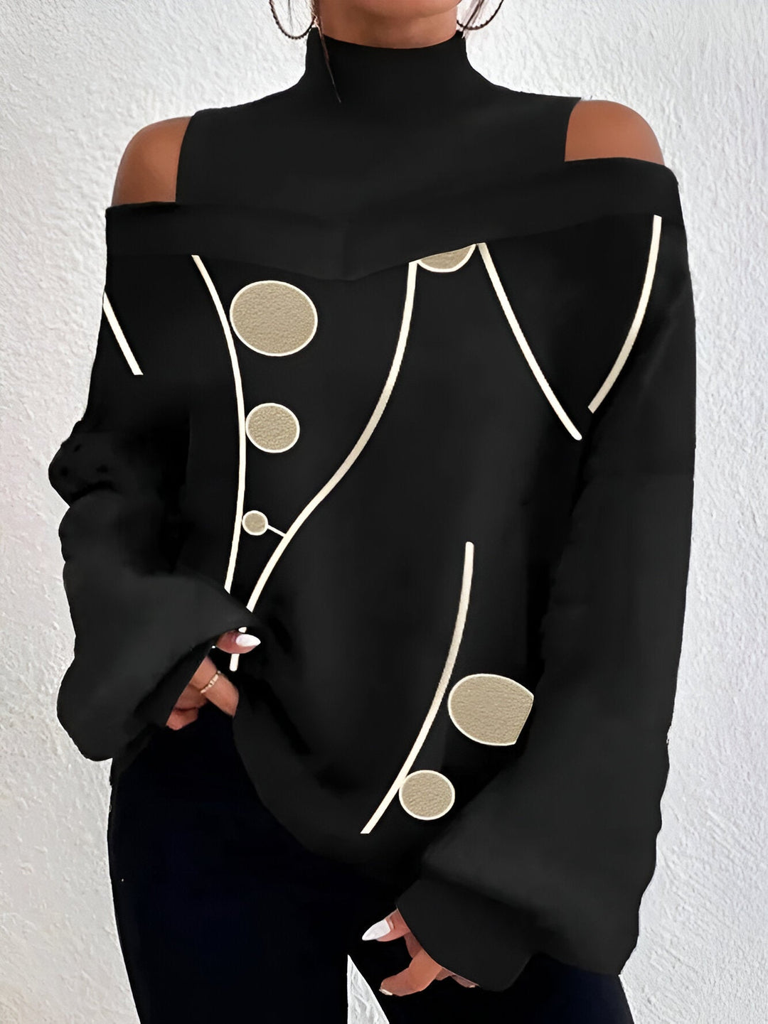Drune | Sexy Karierte T-Shirt mit Off-Shoulder Ärmeln