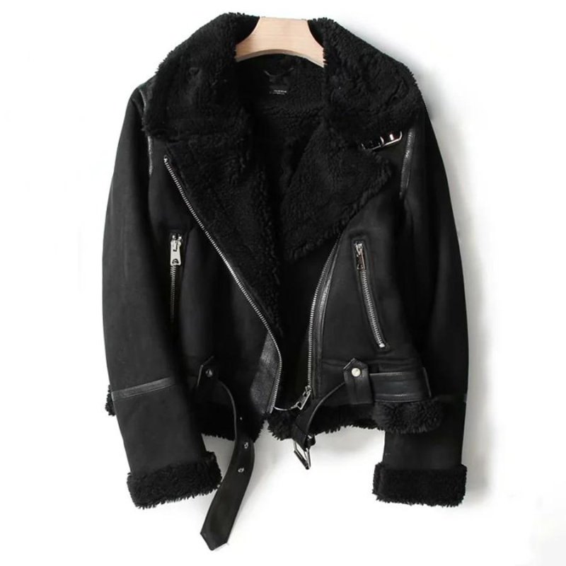 Drune | Lederjacke mit Sherpa-Futter