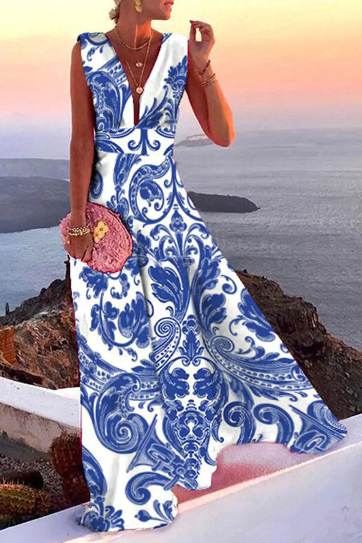 Drune | Sommerliches Ärmelloses Kleid Mit Aufdruck Für Damen