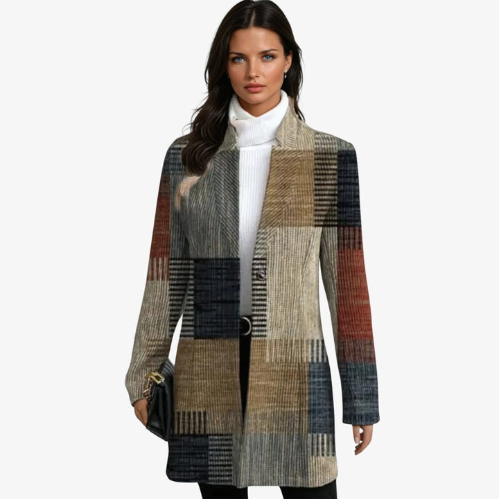 Drune | Patch Longline-Jacke - Weiches Touch-Strick - Maßgeschneiderte Passform