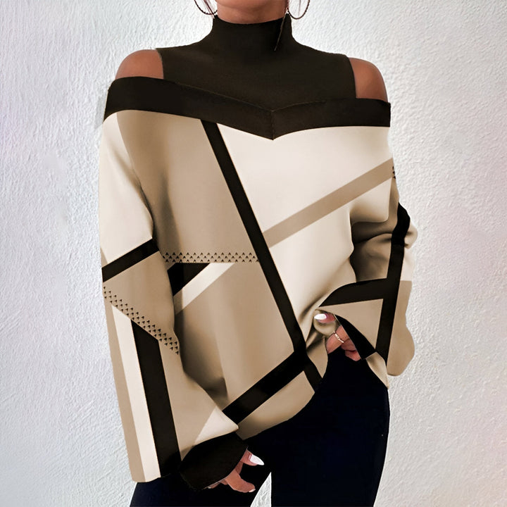Drune | Sexy Karierte T-Shirt mit Off-Shoulder Ärmeln