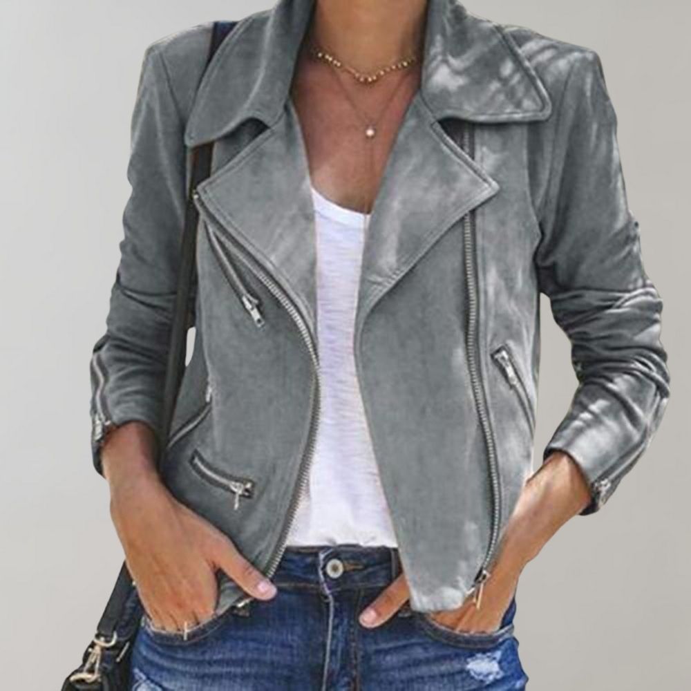 Drune | Wildleder Bikerjacke mit Reißverschluss für Damen