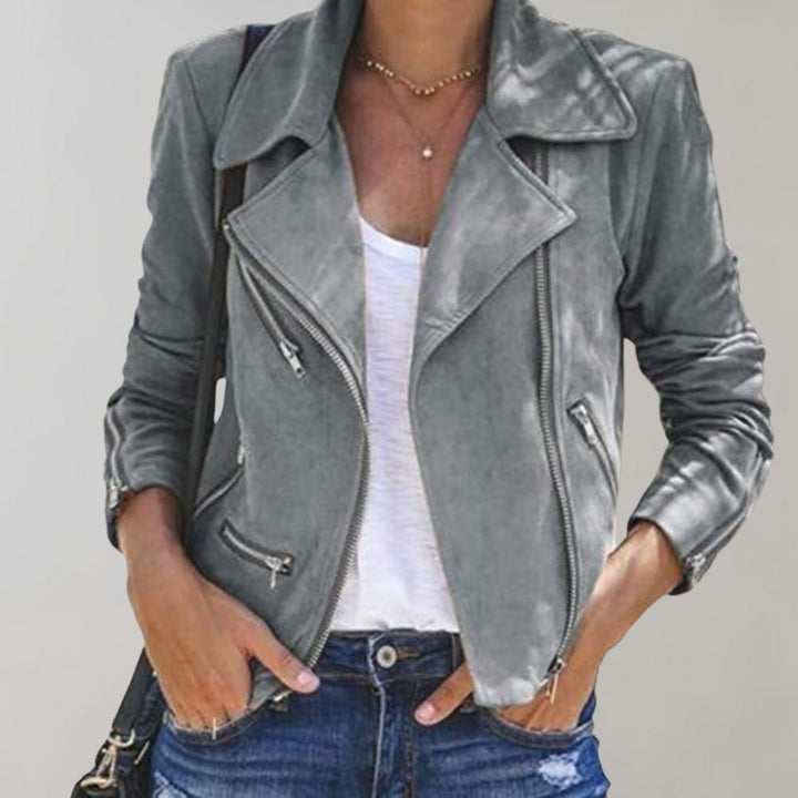 Drune | Wildleder Bikerjacke mit Reißverschluss für Damen