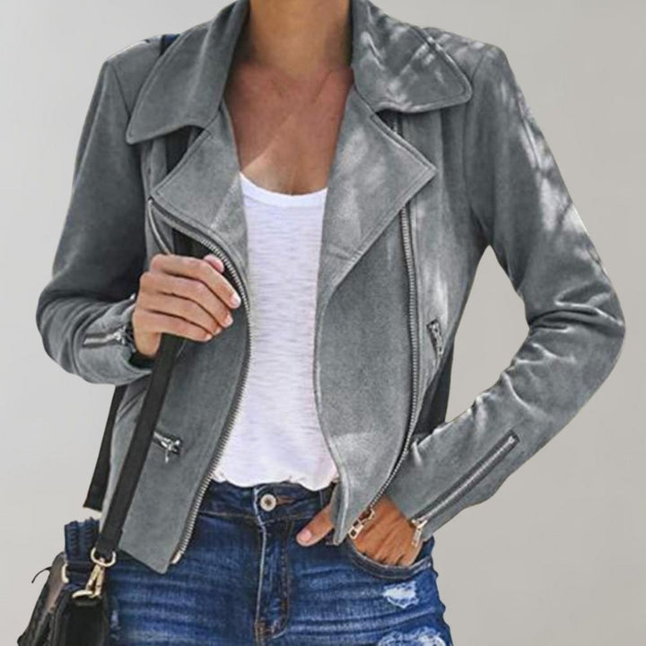 Drune | Wildleder Bikerjacke mit Reißverschluss für Damen