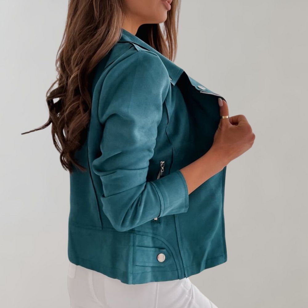 Drune | Wildleder Bikerjacke mit Reißverschluss für Damen
