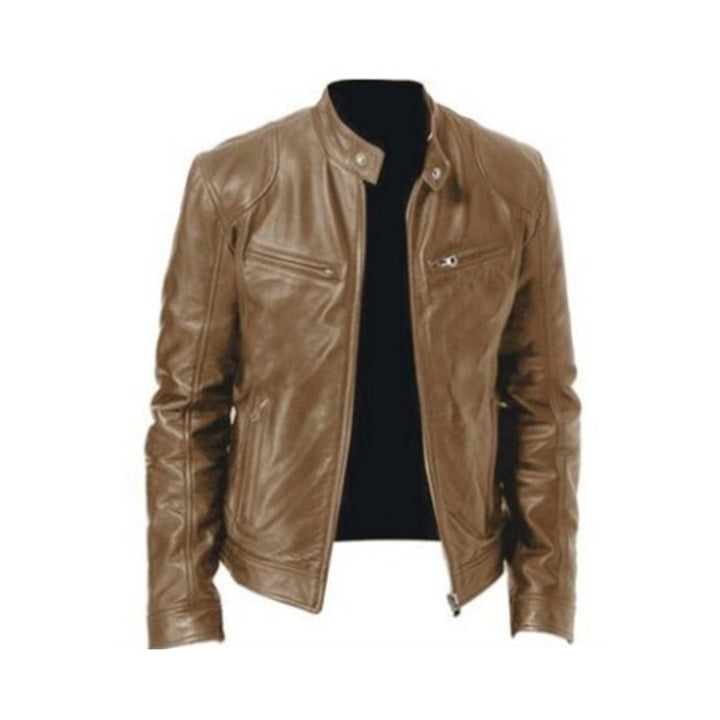 Drune | Herren Lederjacke - Biker Stil mit Stehkragen