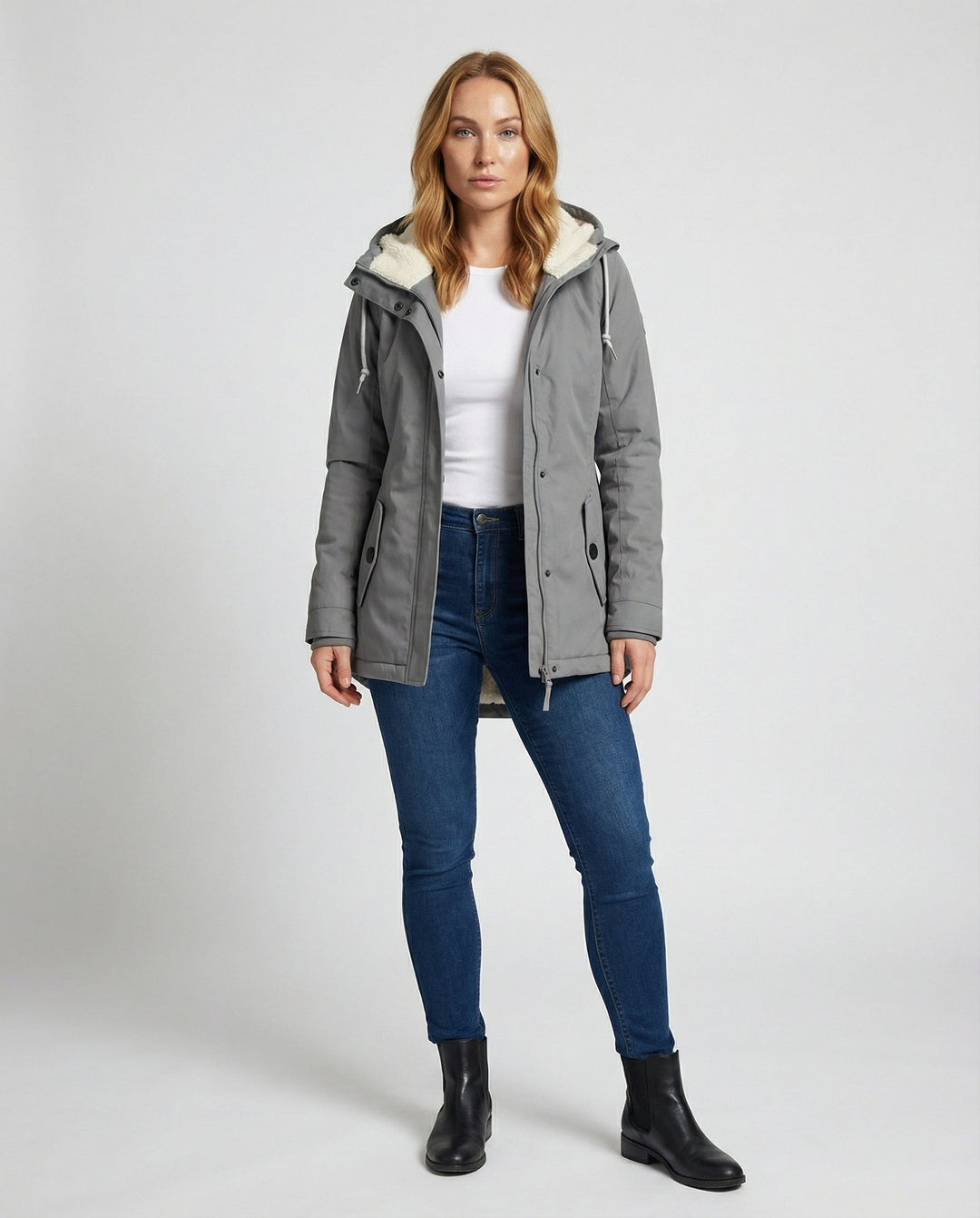 Warme Winterjacke mit Kapuze für Damen | Drune