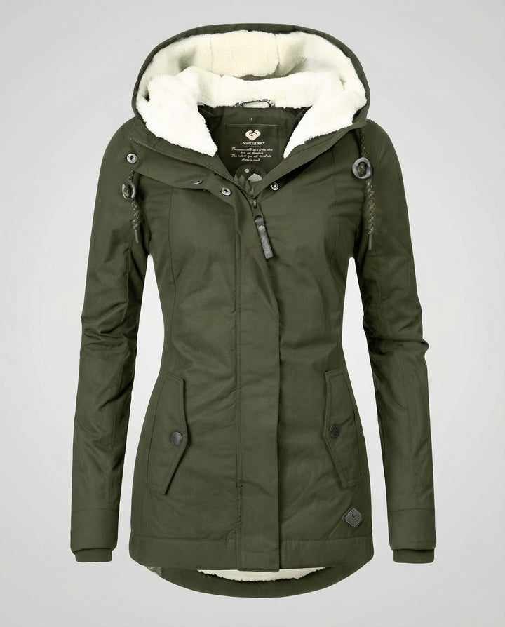 Warme Winterjacke mit Kapuze für Damen | Drune