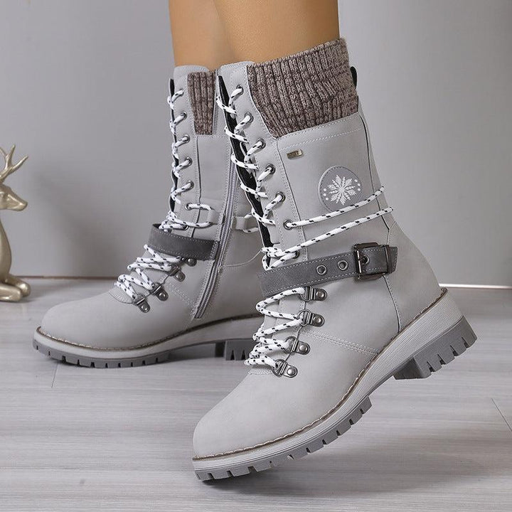 Drune | Winterstiefel - Leder - Schnürverschluss - Robuste rutschfeste Sohle - Bequeme Passform