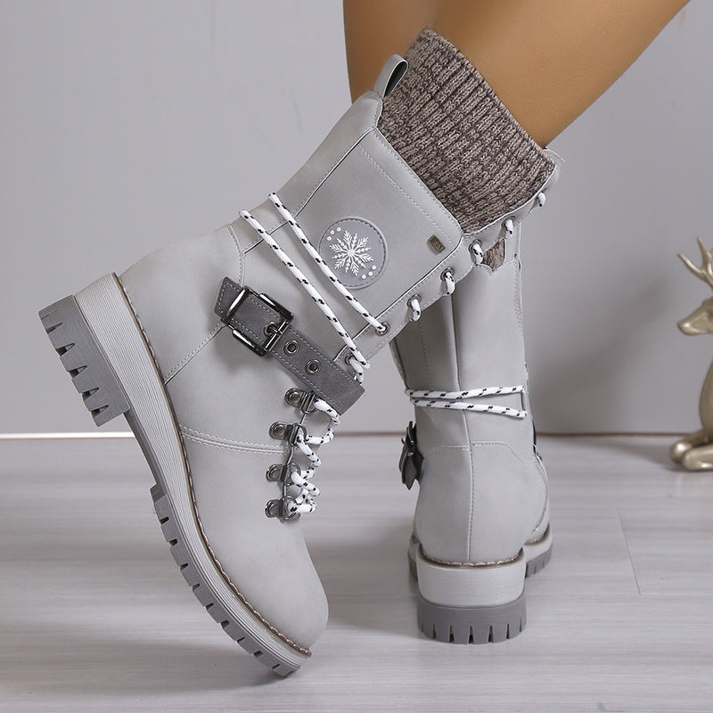 Drune | Winterstiefel - Leder - Schnürverschluss - Robuste rutschfeste Sohle - Bequeme Passform