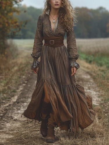Drune | Boho Halb Transparent Chiffon Kleid