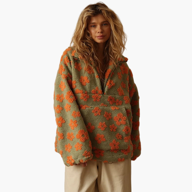 Drune | Kuschelpullover mit Blumenmuster - Boho Stil für Herbst und Freizeit
