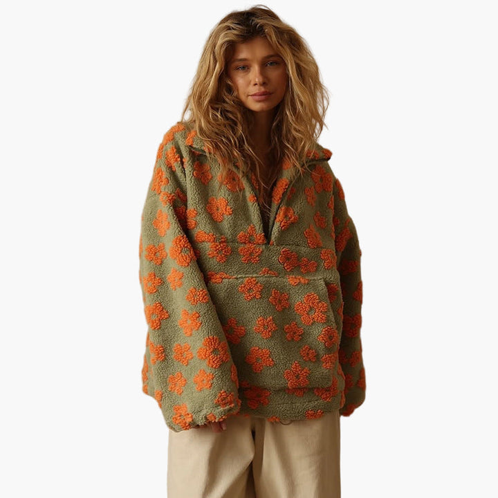 Drune | Kuschelpullover mit Blumenmuster - Boho Stil für Herbst und Freizeit