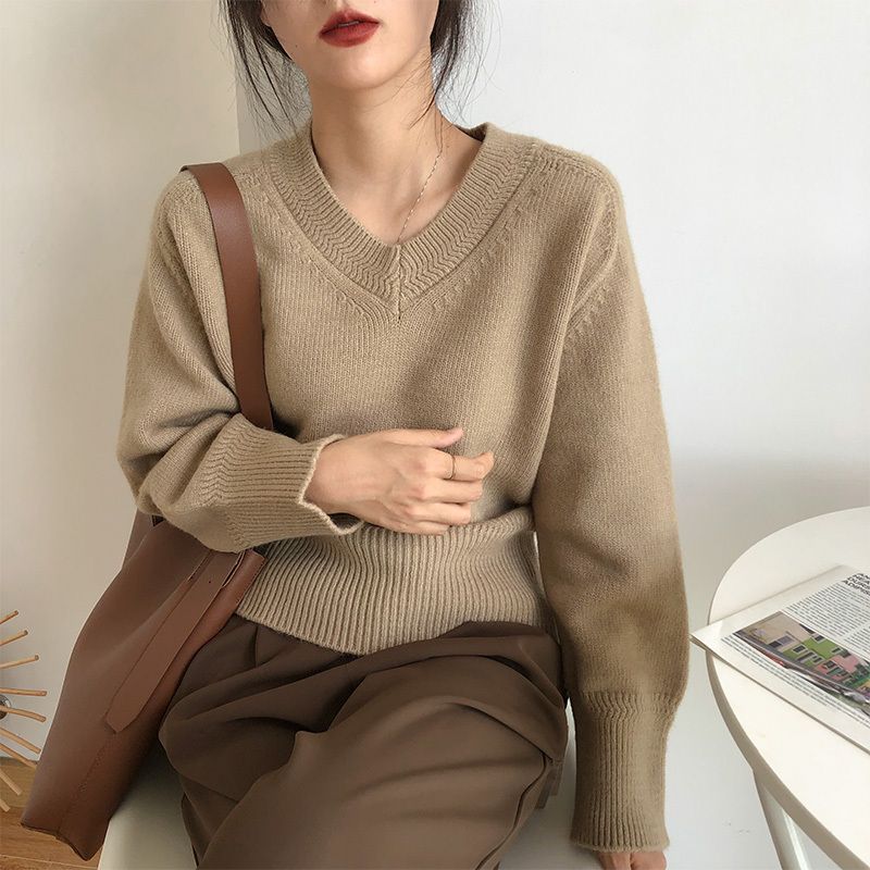 Drune | Minimalismus V-ausschnitt Pullover Pullover