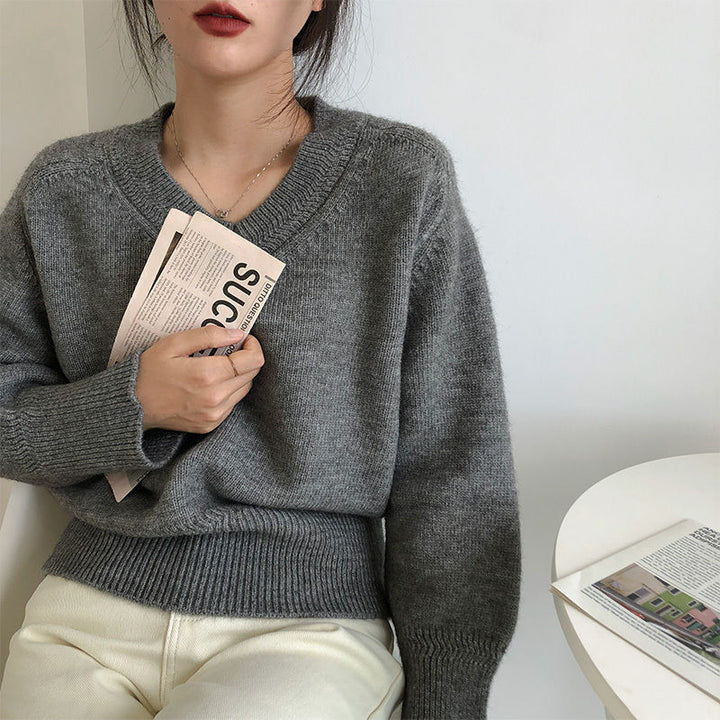 Drune | Minimalismus V-ausschnitt Pullover Pullover