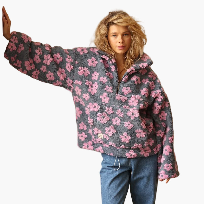 Drune | Kuschelpullover mit Blumenmuster - Boho Stil für Herbst und Freizeit