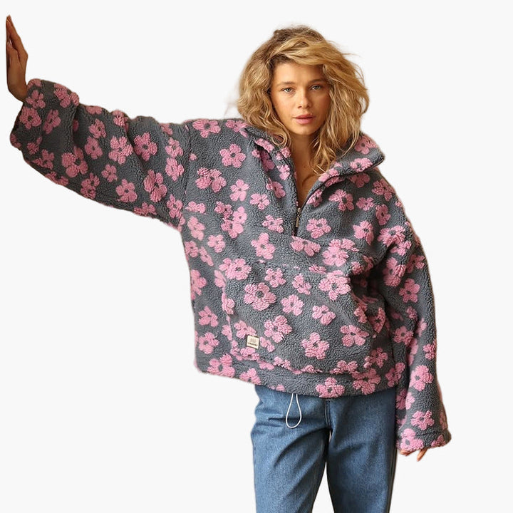 Drune | Kuschelpullover mit Blumenmuster - Boho Stil für Herbst und Freizeit