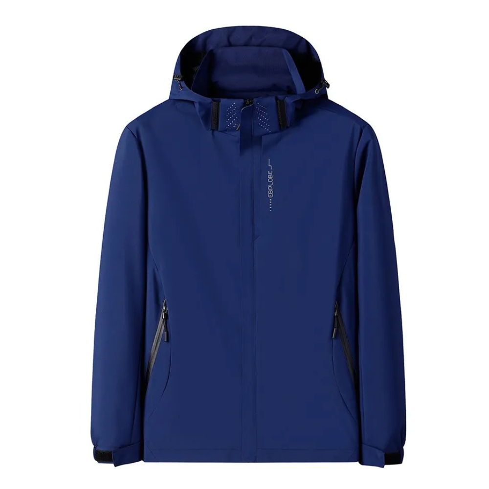 Drune | Herren Blauer Kapuzenwindbreaker - Wasserdichtes Design