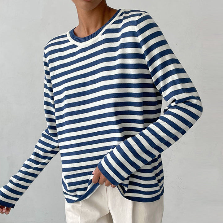 Drune | Elegantes Gestreiftes T-Shirt Leichter Stoff