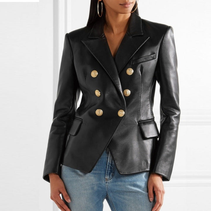 Drune | Damen Kurze Schafsleder Motorradjacke