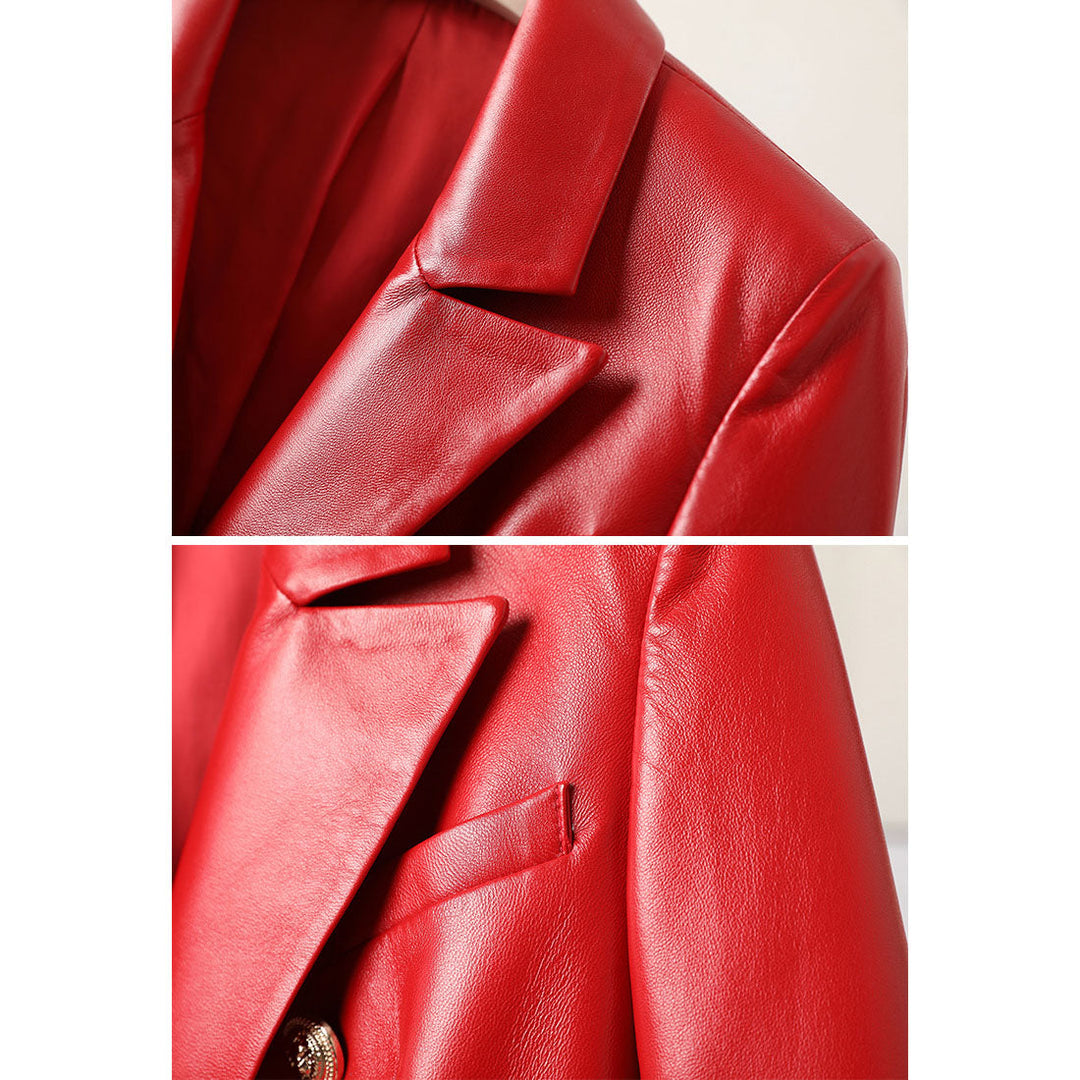 Drune | Damen Kurze Schafsleder Motorradjacke