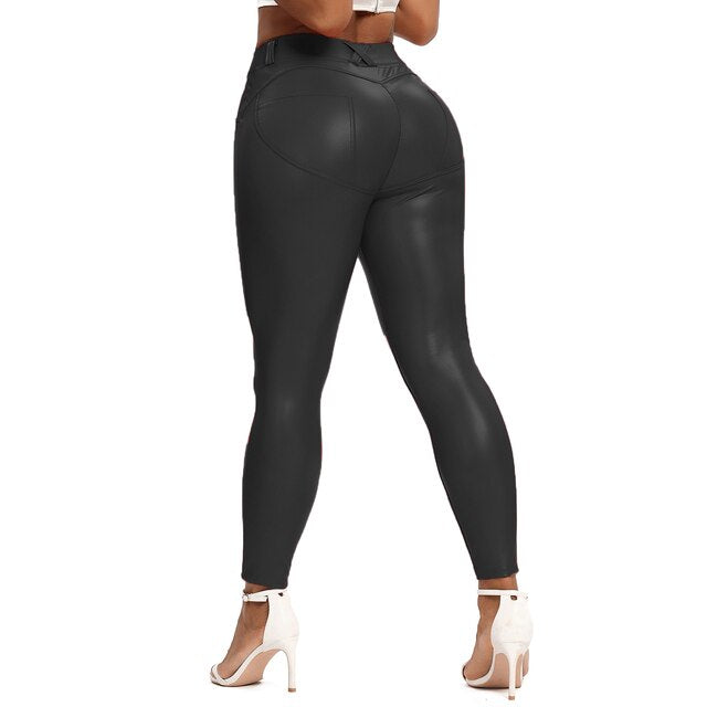 Drune | Leder Leggings Fitness Hosen Ohne Bauch