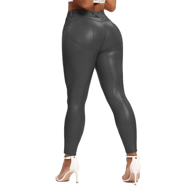 Drune | Leder Leggings Fitness Hosen Ohne Bauch