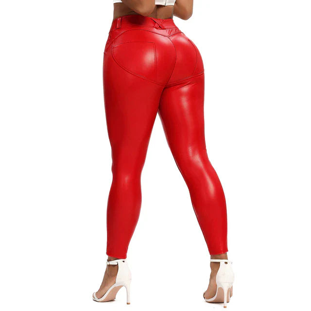 Drune | Leder Leggings Fitness Hosen Ohne Bauch