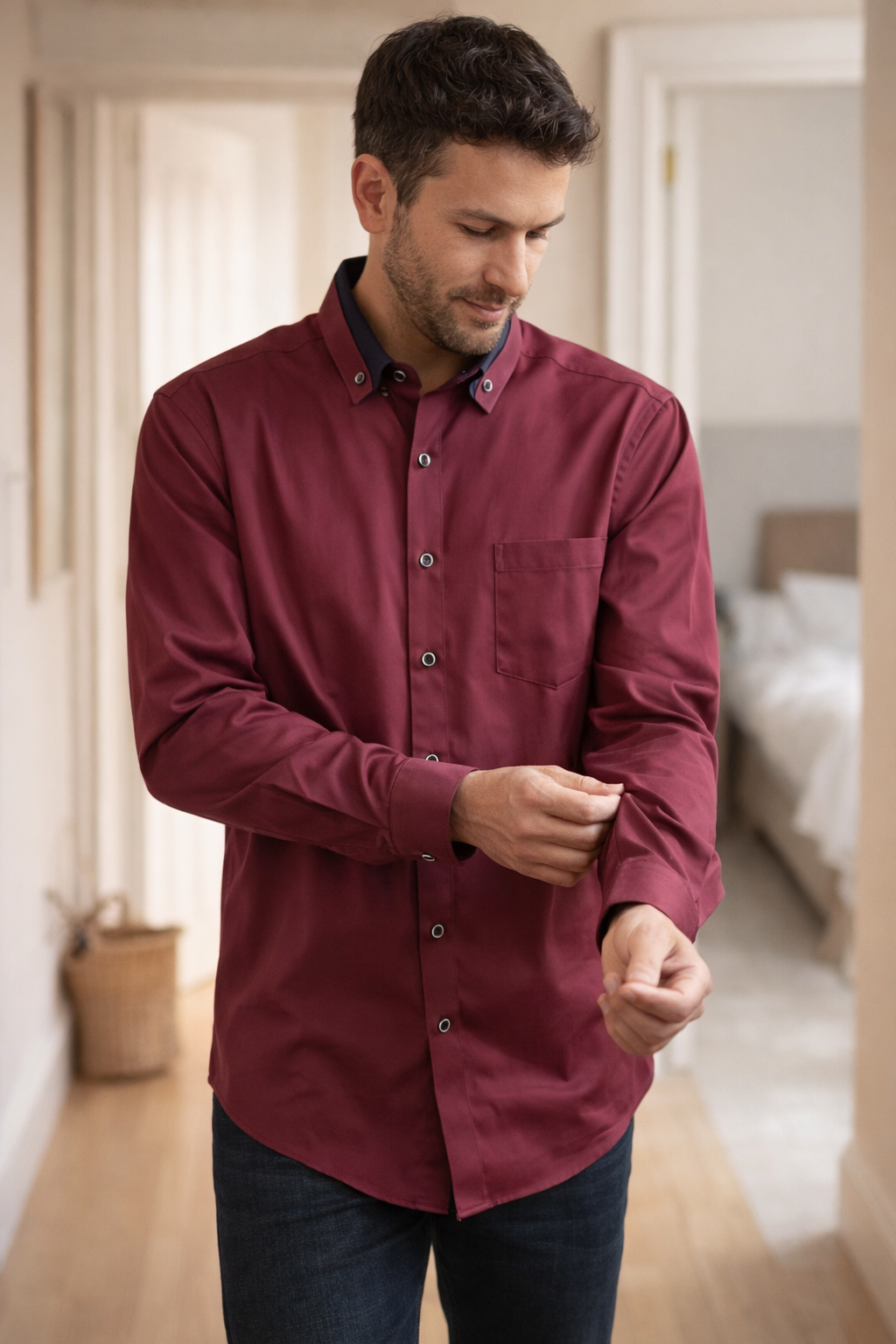 Drune Herren Hemd langarm casual Knopfleiste