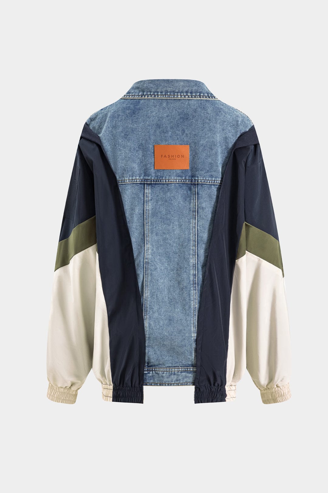 Drune | Patchwork Jacke mit Denim und Nylon Elementen Lässig und Individuell