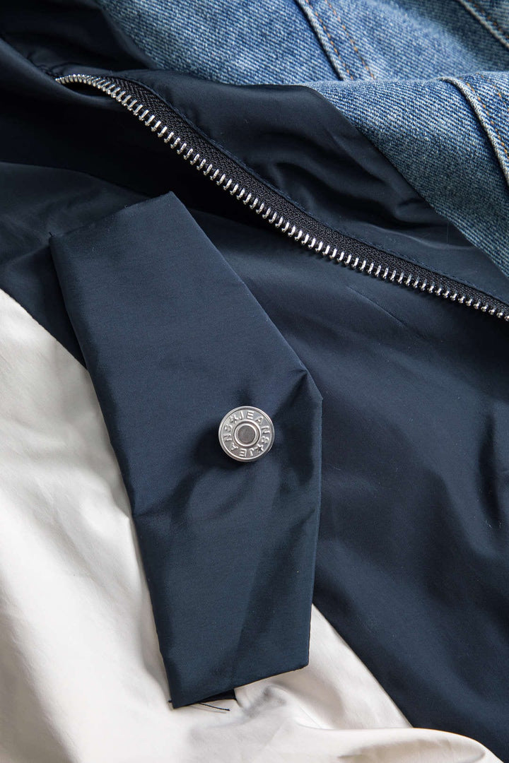Drune | Patchwork Jacke mit Denim und Nylon Elementen Lässig und Individuell