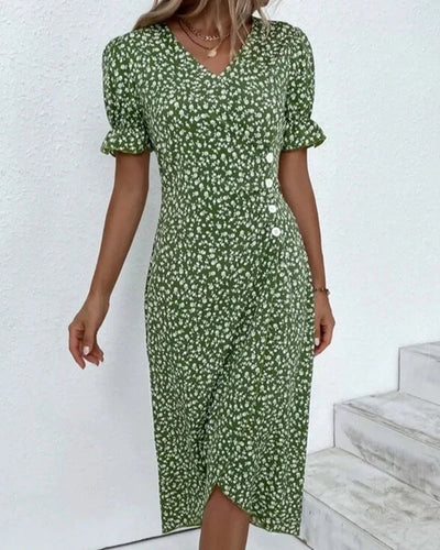 Drune - Florales Kleid mit V-Ausschnitt