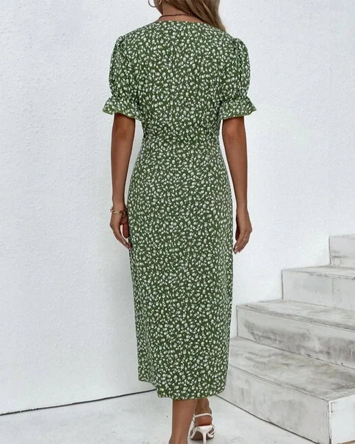 Drune - Florales Kleid mit V-Ausschnitt