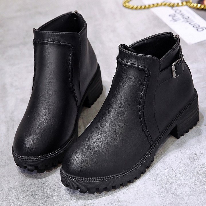 Drune | Stiefel - Kunstleder - Knöchelhöhe - Niedriger Blockabsatz - Profilsohle