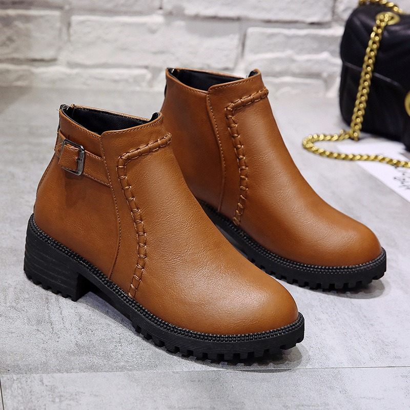 Drune | Stiefel - Kunstleder - Knöchelhöhe - Niedriger Blockabsatz - Profilsohle