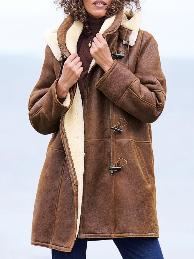 Drune | Damen Vintage Winterjacke mit warmer Fütterung und Schnallen