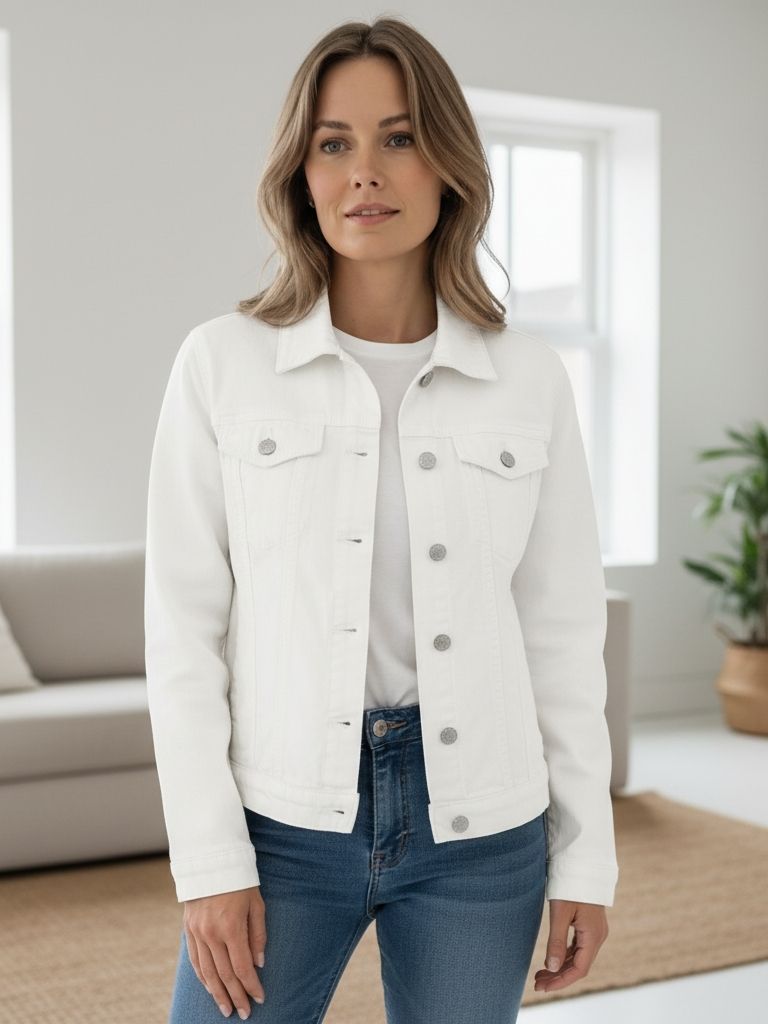 Drune | Nachhaltige Jeansjacke für Frauen mit Knöpfen und eleganten Taschen