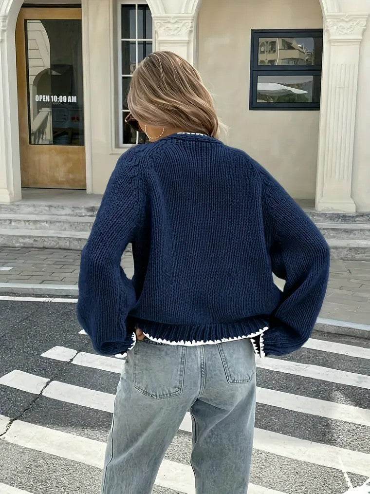 Drune | Damen Strick-Cardigan mit V-Ausschnitt und Schleifenverschluss