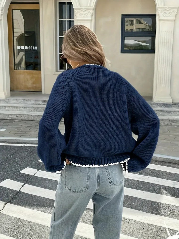 Drune | Damen Strick-Cardigan mit V-Ausschnitt und Schleifenverschluss