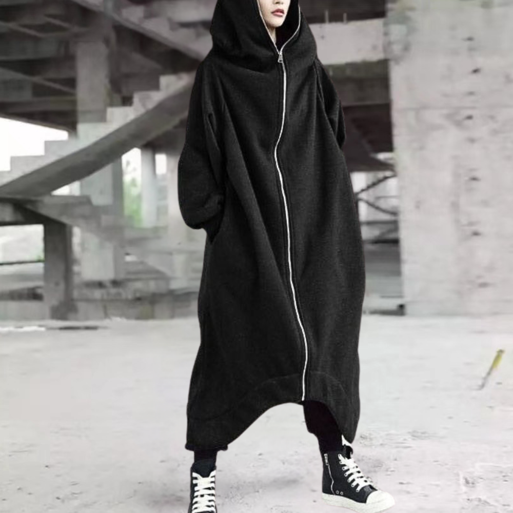 Drune | Lange Jacke Mit Kapuze Und Reißverschluss Für Frauen