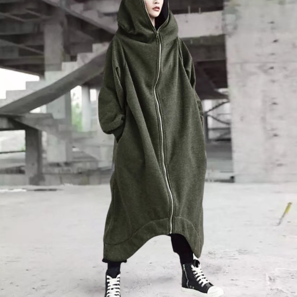 Drune | Lange Jacke Mit Kapuze Und Reißverschluss Für Frauen