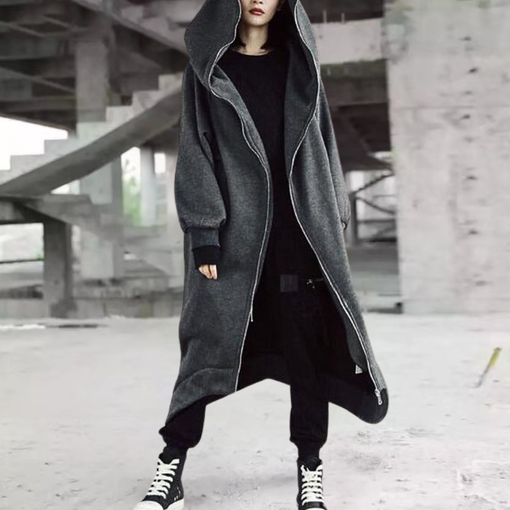 Drune | Lange Jacke Mit Kapuze Und Reißverschluss Für Frauen