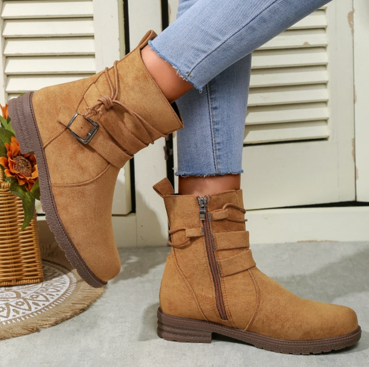 Drune | Stiefeletten Wildleder Runde Zehen Reißverschluss Und Dekorative Schnalle