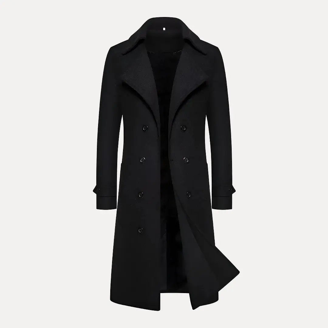 Drune | Doppelreihiger Knopf Wollen Trenchcoat
