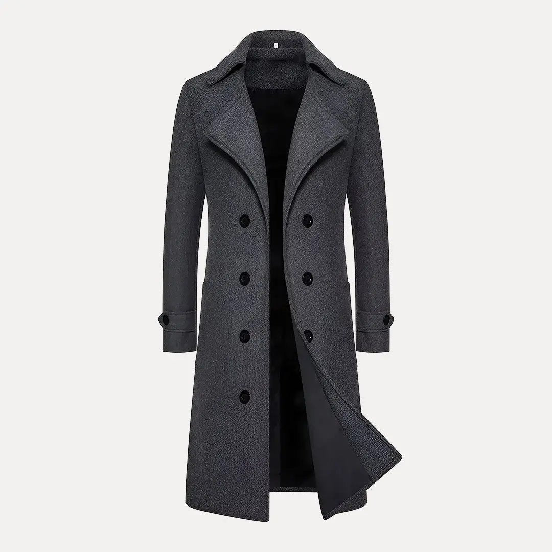 Drune | Doppelreihiger Knopf Wollen Trenchcoat